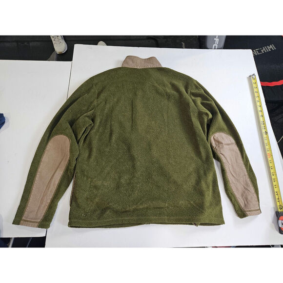 Kavu Green/Tan Men's Terry Fleece Jacket Zip Pocket Elbow Patches Large - Picture 11 of 11
